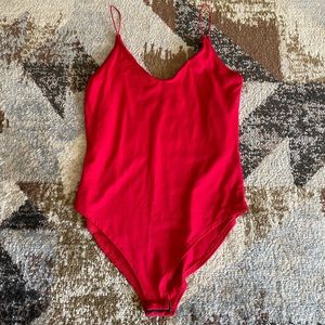 Red tank top bodysuit